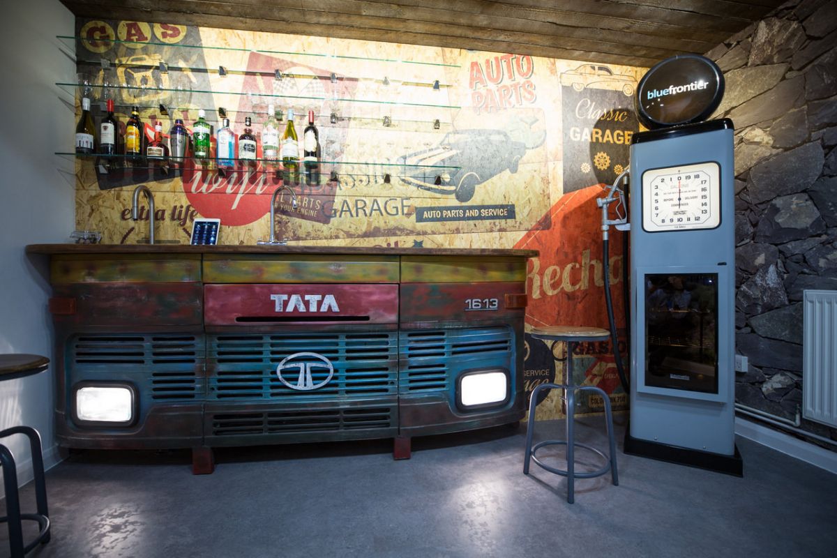 Funky truck themed cafe area
